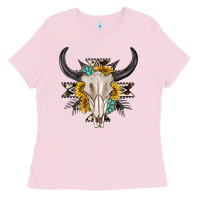 Cow Aztec Western Bull Skull Ladies Tee | Teevron