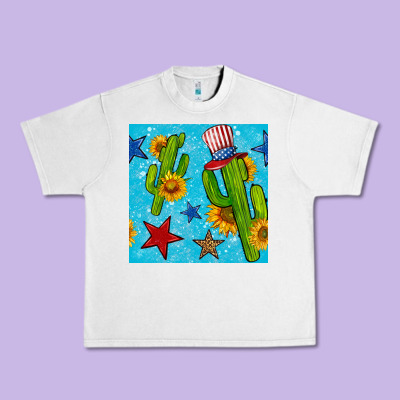 4th Of July Cacti Seamless Pattern Urban Heavy Tee Designed By Bundleandbundleshop