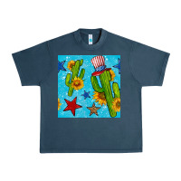 Midnight Navy 4th of july cacti seamless pattern Urban Heavy Tee - BundleAndBundleShop