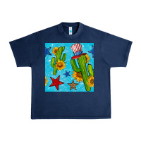 Navy 4th of july cacti seamless pattern Urban Heavy Tee - BundleAndBundleShop