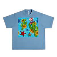 Pebble Blue 4th of july cacti seamless pattern Urban Heavy Tee - BundleAndBundleShop