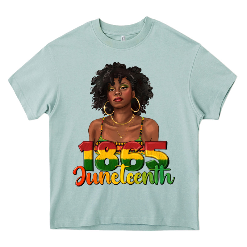 1865 Juneteenth With Afro Black Woman Heavy Core Tee by texasbilliewilder | Teevron