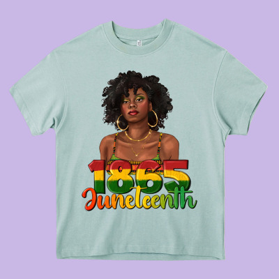 1865 Juneteenth With Afro Black Woman Heavy Core Tee Designed By Texasbilliewilder