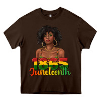 Chocolate Brown 1865 juneteenth with afro black woman Heavy Core Tee - texasbilliewilder