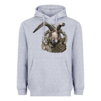 Heather Grey navajo churro sheep head Heavyweight Hoodie - LillyAllenDesigns