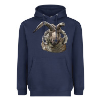 Navy navajo churro sheep head Heavyweight Hoodie - LillyAllenDesigns