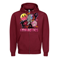 Burgundy retro gymnastics Zipper Hoodie - MaliasSmallBusiness