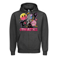 Charcoal Heather retro gymnastics Zipper Hoodie - MaliasSmallBusiness