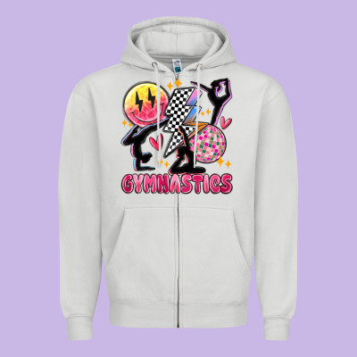 Retro Gymnastics Zipper Hoodie Designed By Maliassmallbusiness