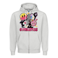 Dove Grey retro gymnastics Zipper Hoodie - MaliasSmallBusiness