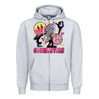 Heather Grey retro gymnastics Zipper Hoodie - MaliasSmallBusiness