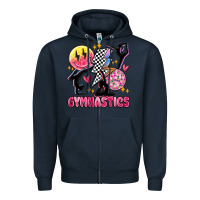 Navy retro gymnastics Zipper Hoodie - MaliasSmallBusiness