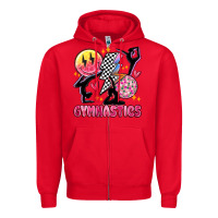 Red retro gymnastics Zipper Hoodie - MaliasSmallBusiness