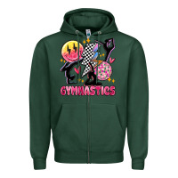 Sports Green retro gymnastics Zipper Hoodie - MaliasSmallBusiness