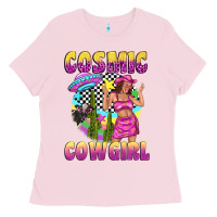 Bubblegum Pink cosmic cowgirl Ladies Tee - texasbilliewilder