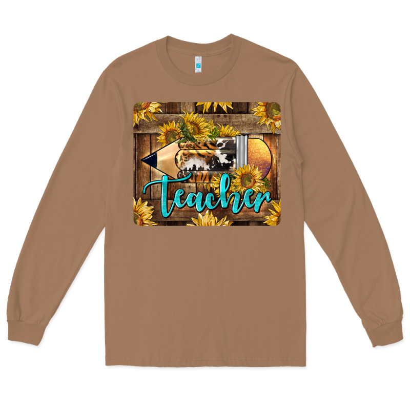 Western Teacher Pencil With Sunflowers Long Sleeve Tee by LillyAllenDesigns | Teevron