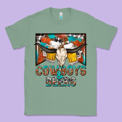 Cowboys And Beers Classic Tee Designed By Nancycooperartshop