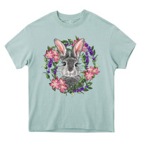 Arona Easter Bunny With Floral Wreath Heavy Core Tee - RanaPortraitStore