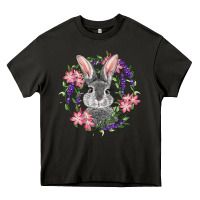 Asphalt Easter Bunny With Floral Wreath Heavy Core Tee - RanaPortraitStore