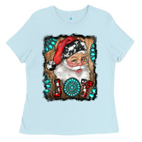 Baby Blue Santa Claus Joy Ladies Tee - RanaPortraitStore