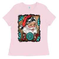 Bubblegum Pink Santa Claus Joy Ladies Tee - RanaPortraitStore