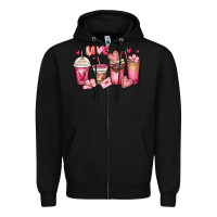 Black valentines day coffee cups Zipper Hoodie - MaliasSmallBusiness