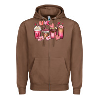 Chestnut valentines day coffee cups Zipper Hoodie - MaliasSmallBusiness