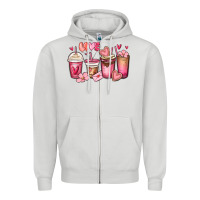 Dove Grey valentines day coffee cups Zipper Hoodie - MaliasSmallBusiness