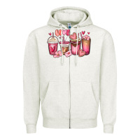 Oatmeal Heather valentines day coffee cups Zipper Hoodie - MaliasSmallBusiness