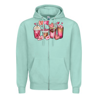 Seafoam valentines day coffee cups Zipper Hoodie - MaliasSmallBusiness