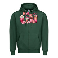 Valentines Day Coffee Cups Zipper Hoodie | Teevron