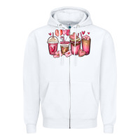White valentines day coffee cups Zipper Hoodie - MaliasSmallBusiness