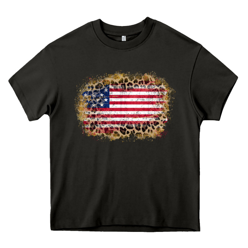 America Leopard Glitter Flag Heavy Core Tee by Zillion Design Studio | Teevron