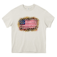 Cream america leopard glitter flag Heavy Core Tee - Zillion Design Studio