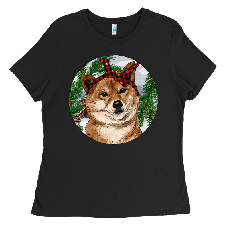 Shiba Inu Christmas Ladies Tee by RanaPortraitStore | Teevron