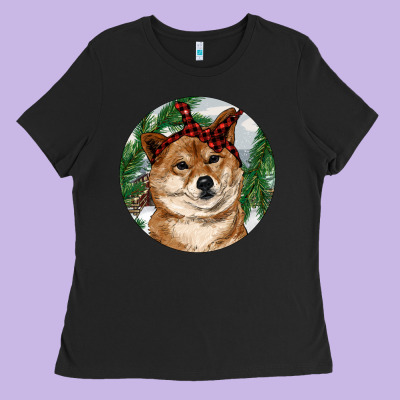 Ladies Tee Shiba Inu Christmas