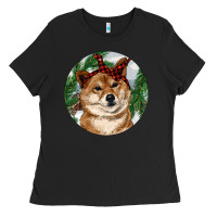 Black Shiba Inu Christmas Ladies Tee - RanaPortraitStore