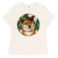 Bone Shiba Inu Christmas Ladies Tee - RanaPortraitStore
