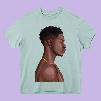 Afro Black Man Heavy Core Tee Designed By Texasbilliewilder