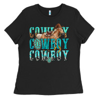 Black cowboy cowboy cowboy Ladies Tee - texasbilliewilder