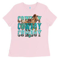 Bubblegum Pink cowboy cowboy cowboy Ladies Tee - texasbilliewilder
