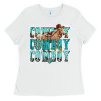 White cowboy cowboy cowboy Ladies Tee - texasbilliewilder