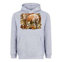 Heather Grey western simmental bull Heavyweight Hoodie - LillyAllenDesigns