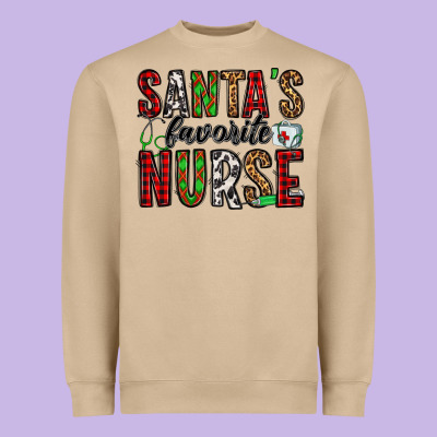 Santa's Favorite Nurse Heavyweight Sweatshirt Designed By Jasminsmagicworld