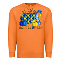Carrot october we wear blue and yellow with pumpkins Premium Sweatshirt - Artiststas