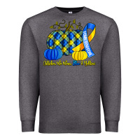 Charcoal Heather october we wear blue and yellow with pumpkins Premium Sweatshirt - Artiststas