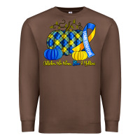 Chestnut october we wear blue and yellow with pumpkins Premium Sweatshirt - Artiststas
