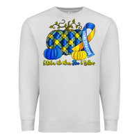 Dove Grey october we wear blue and yellow with pumpkins Premium Sweatshirt - Artiststas