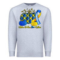 Heather Grey october we wear blue and yellow with pumpkins Premium Sweatshirt - Artiststas