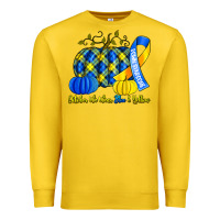 Lemon october we wear blue and yellow with pumpkins Premium Sweatshirt - Artiststas